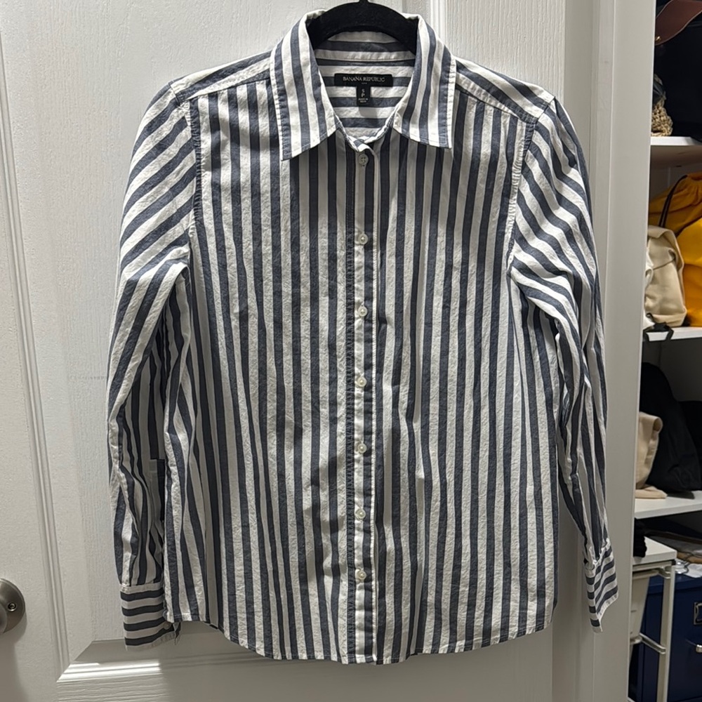 Banana Republic Striped Blue and White Shirt
